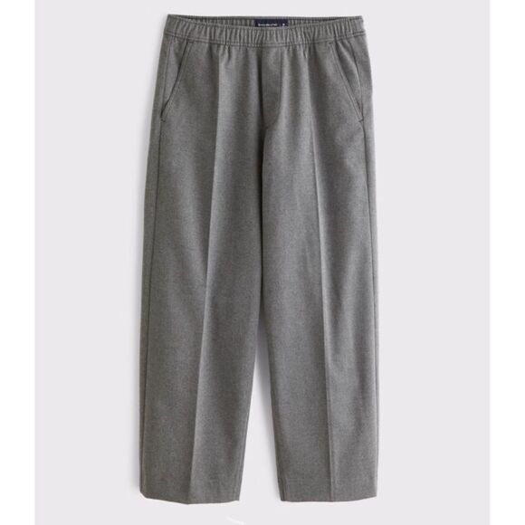 Abercrombie & Fitch Gray Dress Pants with Straight-Leg Cut Pull-On Baggy Trouser - Picture 1 of 14